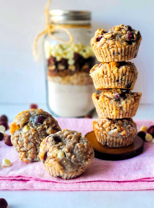 Muffins noisettes et chocolat blanc en pot à offrir