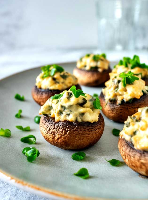 Champignons farcis à la crème d’épinards - Stuffed Mushrooms with Cream of Spinach