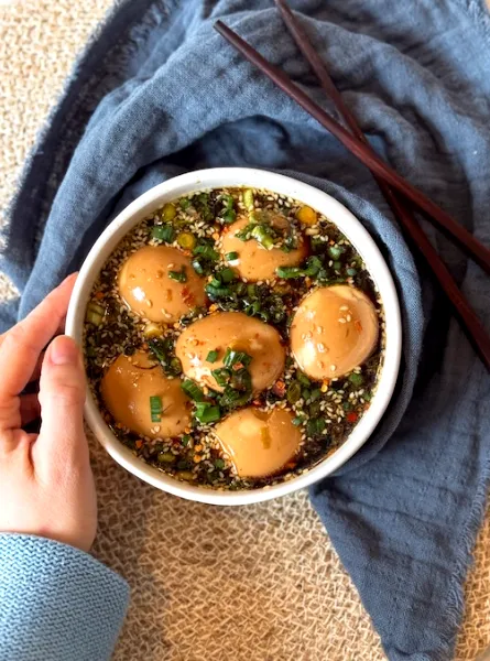 Oeufs marinés style coréen ÉquipeNutrition Korean-Style Marinated Eggs TeamNutrition