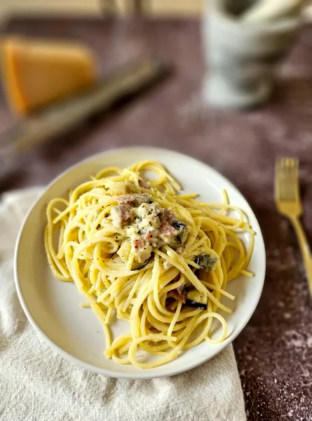 Pâte carbonara légère ÉquipeNutrition Light Carbonara Pasta TeamNutrition