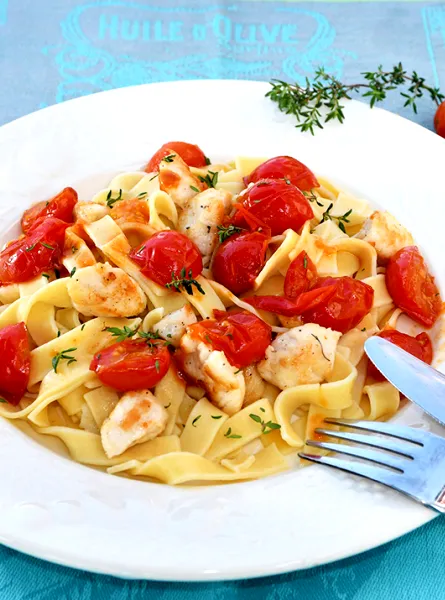 Escalope de poulet au citron et tomates