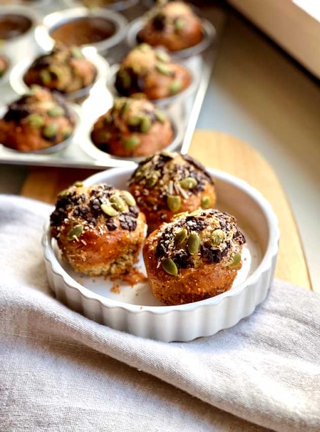 Pumpkin Seed and Chocolate Chip Muffins Muffins aux graines de citrouille et pépites de chocolat