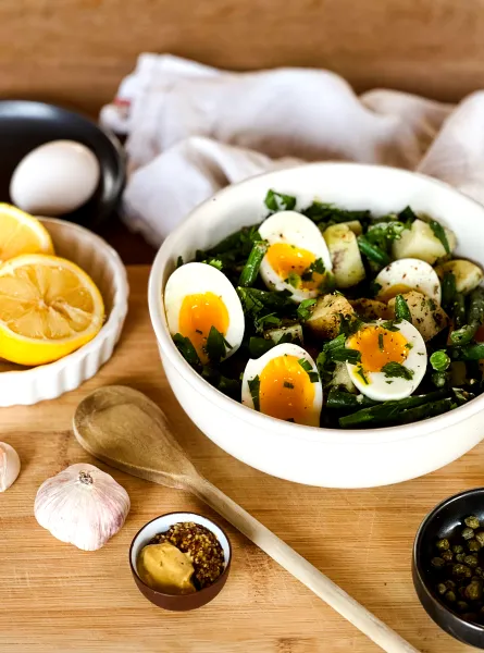 Salade d’œufs, pommes de terre et haricots verts
