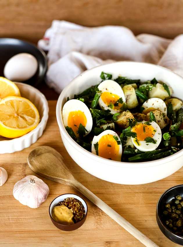 Salade d’œufs, pommes de terre et haricots verts