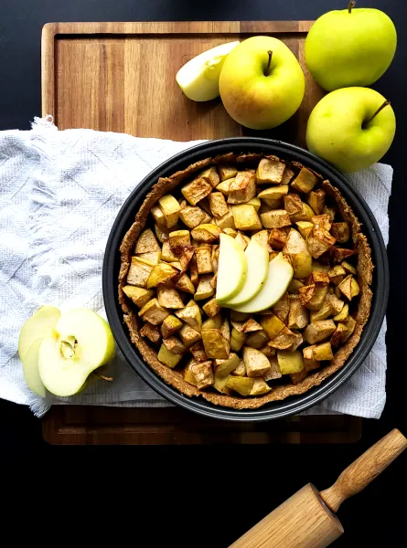 Tarte aux pommes réduite en sucre