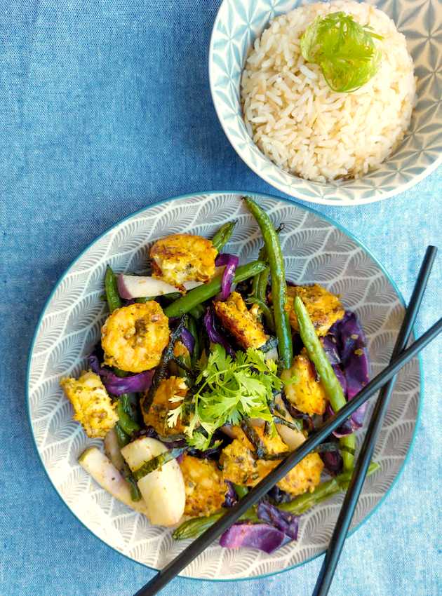 Spicy Shrimp and Vegetable Quick Plate (Low FODMAP)