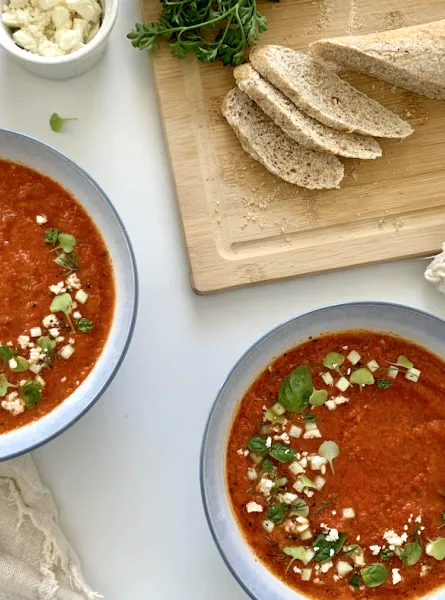 Gaspacho de poivrons rôtis (faible en FODMAP)