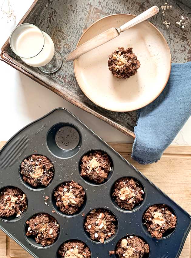 Muffins végétaliens au chocolat et beurre d'arachides 