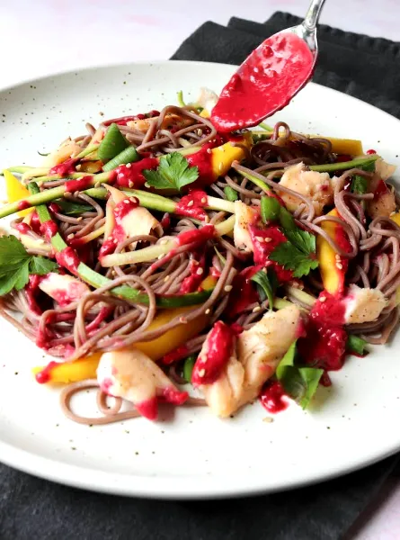 Soba Noodle and Trout Salad With Raspberry Vinaigrette