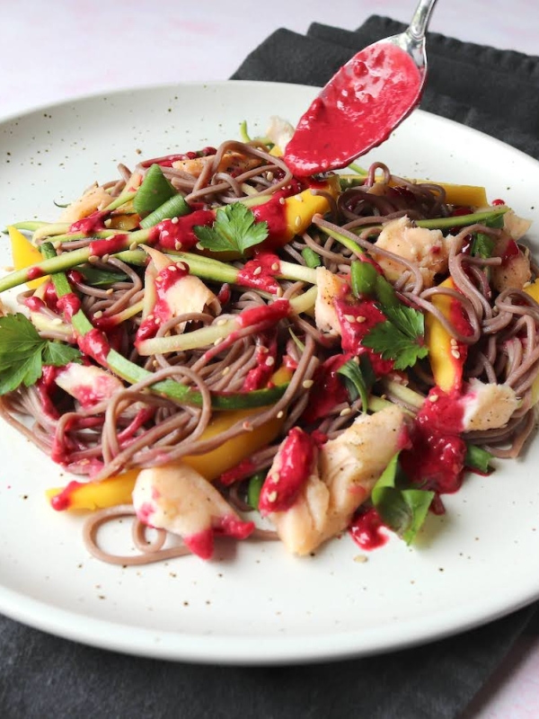 Soba Noodle and Trout Salad With Raspberry Vinaigrette