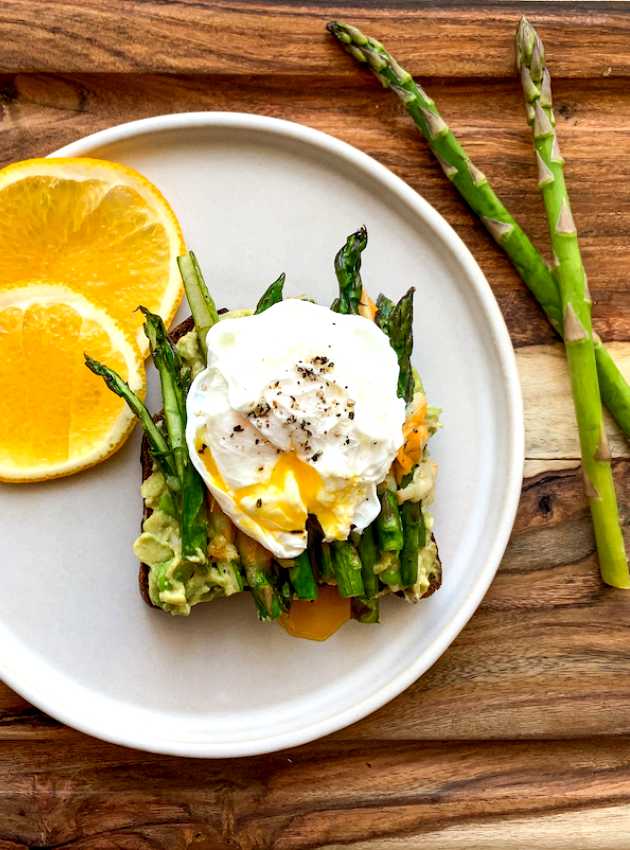 Plate with orange and benedict egg